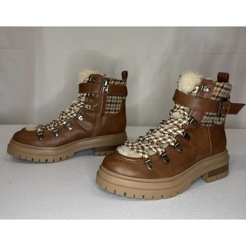 Circus by Sam Edelman Women's Gretchen Shearling Hiker Boots, Brown, Size 6.5